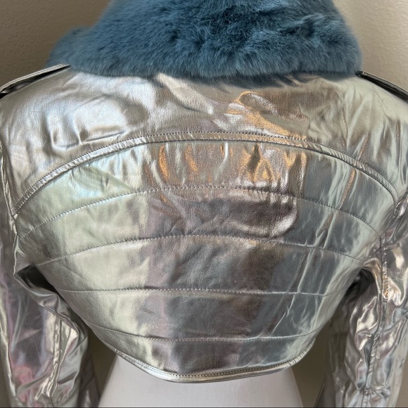 Poster Grl X Dolls Kill Frosty Queen cropped moto jacket size XL NWT - Picture 5 of 12